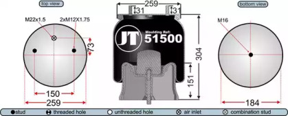 Баллон пневматической рессоры JURATEK JAA51501E