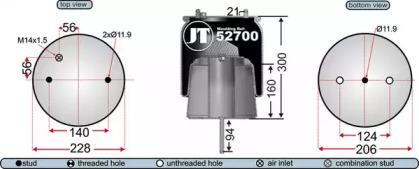 Баллон пневматической рессоры JURATEK JAA52701