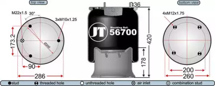 Баллон пневматической рессоры JURATEK JAA56701