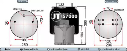 Баллон пневматической рессоры JURATEK JAA57001