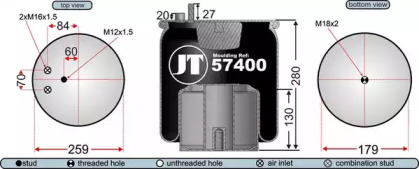 Баллон пневматической рессоры JURATEK JAA57401