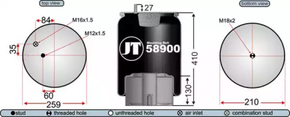 Баллон пневматической рессоры JURATEK JAA58901