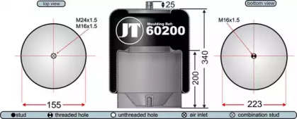 Баллон пневматической рессоры JURATEK JAA60201