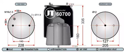 Баллон пневматической рессоры JURATEK JAA60701