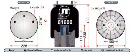 Баллон пневматической рессоры JURATEK JAA61604