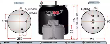 Баллон пневматической рессоры JURATEK RML73042C