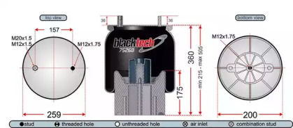 Баллон пневматической рессоры JURATEK RML75268CP10