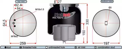 Баллон пневматической рессоры JURATEK RML75824C