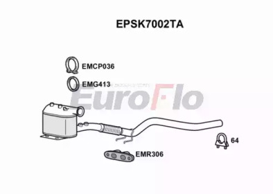 Сажевый / частичный фильтр, система выхлопа ОГ EuroFlo EPSK7002TA