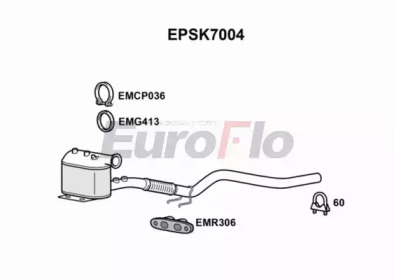 Сажевый / частичный фильтр, система выхлопа ОГ EuroFlo EPSK7004