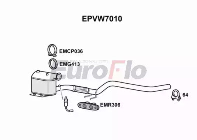 Сажевый / частичный фильтр, система выхлопа ОГ EuroFlo EPVW7010