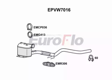 Сажевый / частичный фильтр, система выхлопа ОГ EuroFlo EPVW7016