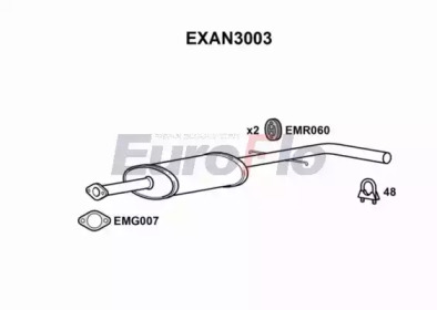 Средний глушитель выхлопных газов EuroFlo EXAN3003