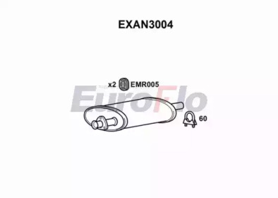 Средний глушитель выхлопных газов EuroFlo EXAN3004