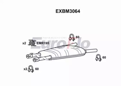 Средний глушитель выхлопных газов EuroFlo EXBM3064