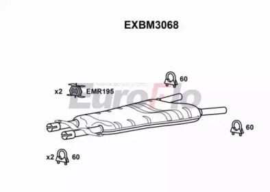 Средний глушитель выхлопных газов EuroFlo EXBM3068