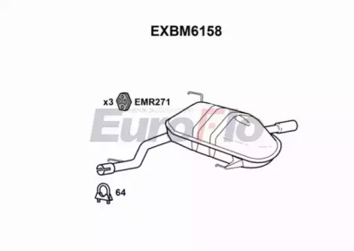 Глушитель выхлопных газов конечный EuroFlo EXBM6158