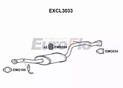 Средний глушитель выхлопных газов EuroFlo EXCL3033