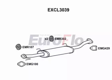 Средний глушитель выхлопных газов EuroFlo EXCL3039