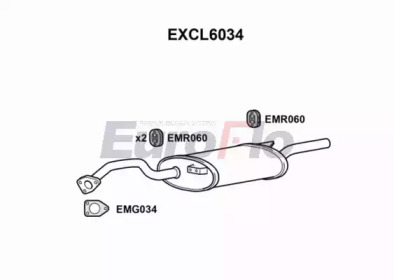 Глушитель выхлопных газов конечный EuroFlo EXCL6034