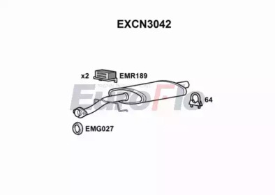 Средний глушитель выхлопных газов EuroFlo EXCN3042