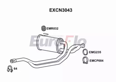 Средний глушитель выхлопных газов EuroFlo EXCN3043