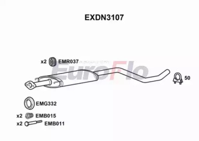 Средний глушитель выхлопных газов EuroFlo EXDN3107