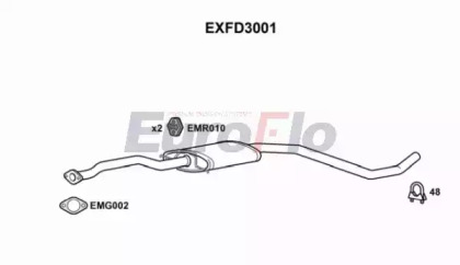 Средний глушитель выхлопных газов EuroFlo EXFD3001