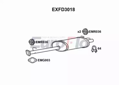 Средний глушитель выхлопных газов EuroFlo EXFD3018