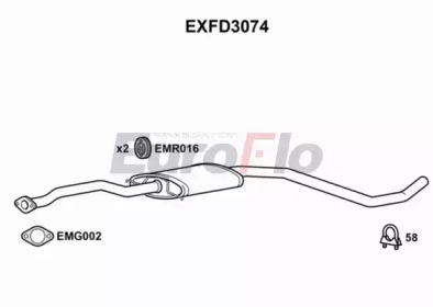 Средний глушитель выхлопных газов EuroFlo EXFD3074