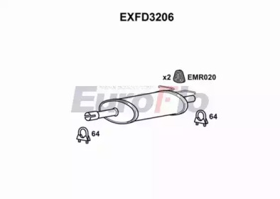 Средний глушитель выхлопных газов EuroFlo EXFD3206