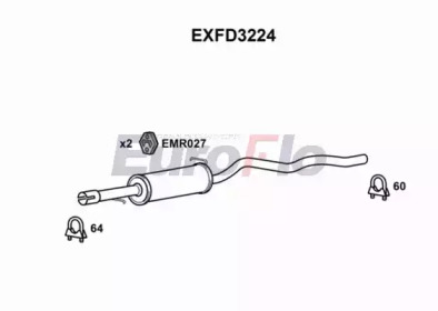 Средний глушитель выхлопных газов EuroFlo EXFD3224