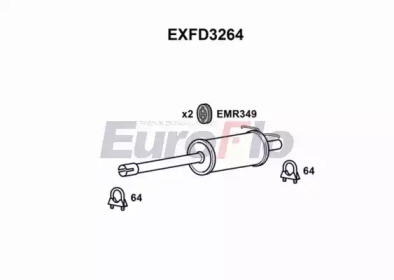 Средний глушитель выхлопных газов EuroFlo EXFD3264