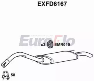 Глушитель выхлопных газов конечный EuroFlo EXFD6167