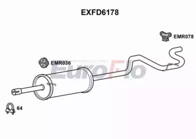 Глушитель выхлопных газов конечный EuroFlo EXFD6178