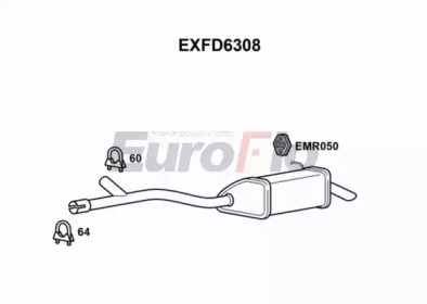 Глушитель выхлопных газов конечный EuroFlo EXFD6308