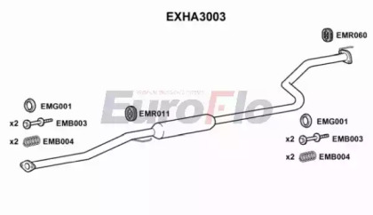 Средний глушитель выхлопных газов EuroFlo EXHA3003