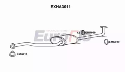 Средний глушитель выхлопных газов EuroFlo EXHA3011