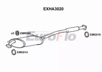 Средний глушитель выхлопных газов EuroFlo EXHA3020