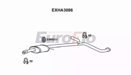 Средний глушитель выхлопных газов EuroFlo EXHA3086