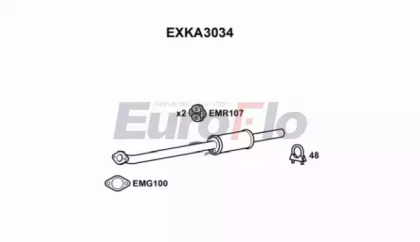 Средний глушитель выхлопных газов EuroFlo EXKA3034