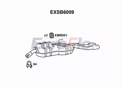 Глушитель выхлопных газов конечный EuroFlo EXSB6009