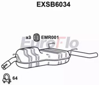 Глушитель выхлопных газов конечный EuroFlo EXSB6034