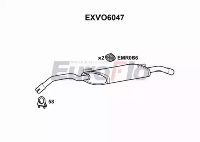 Глушитель выхлопных газов конечный EuroFlo EXVO6047