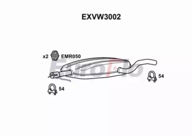 Средний глушитель выхлопных газов EuroFlo EXVW3002