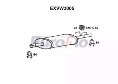 Средний глушитель выхлопных газов EuroFlo EXVW3005