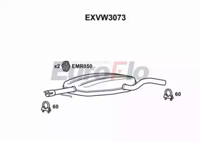 Средний глушитель выхлопных газов EuroFlo EXVW3073