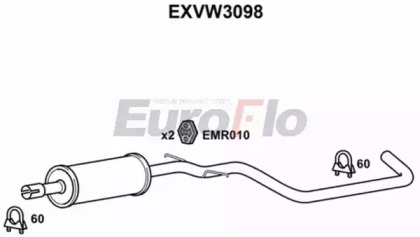 Средний глушитель выхлопных газов EuroFlo EXVW3098