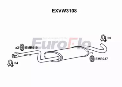 Средний глушитель выхлопных газов EuroFlo EXVW3108