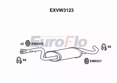 Средний глушитель выхлопных газов EuroFlo EXVW3123